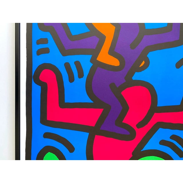 1990s Keith Haring Estate Vintage 1992 Lithograph Print Framed Large Pop Art Poster " Four Figures " 1989 For Sale - Image 5 of 13