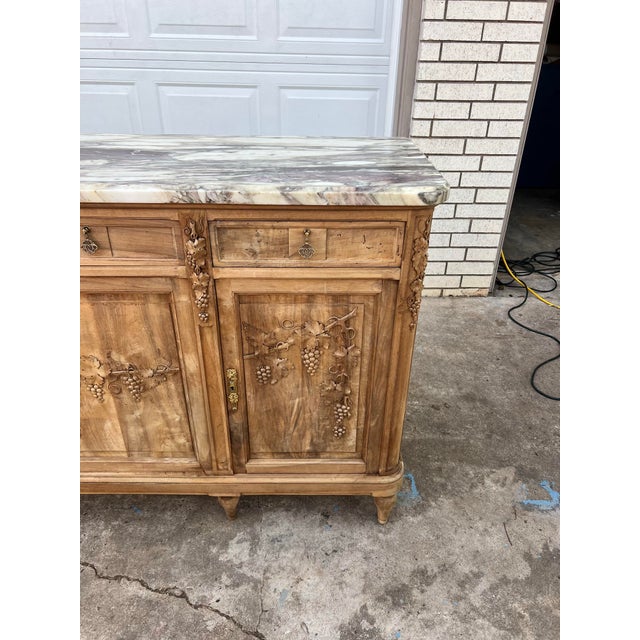 French 19th Century Louis XVI Provincial Bleached Walnut Marble Top Sideboard For Sale - Image 12 of 12