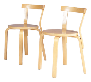 Pine Wood Model 68 Chairs from Alvar Aalto, 1950s, Set of 2