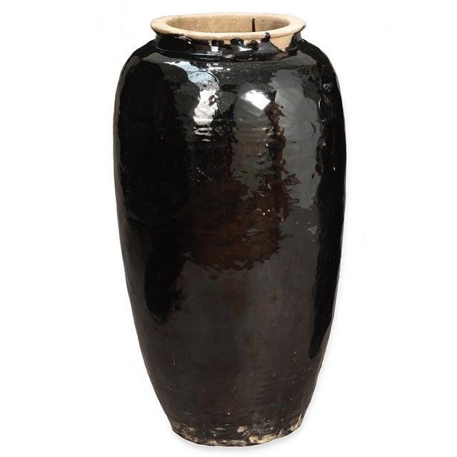 1920s Tall Vintage Black Earthenware Jar, 1920s For Sale - Image 5 of 8