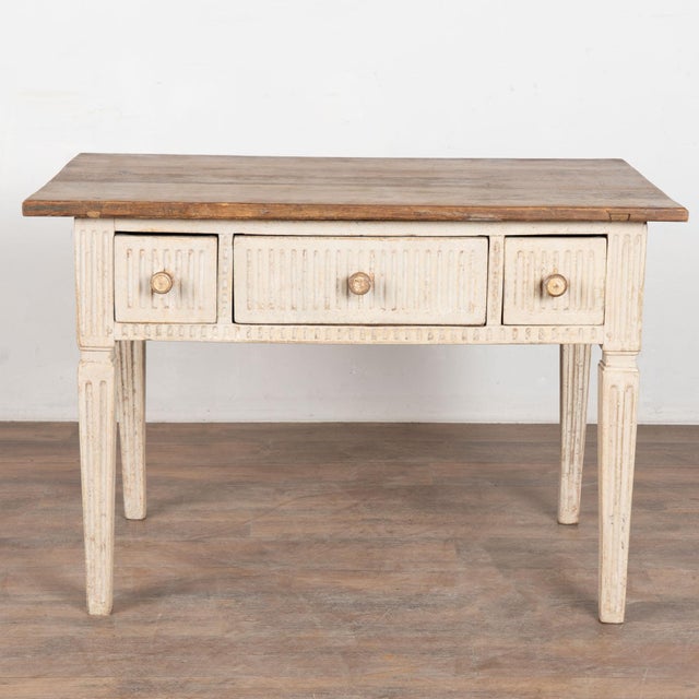Farmhouse 19th Century Original Painted Swedish Pine Side Table Console For Sale - Image 3 of 15