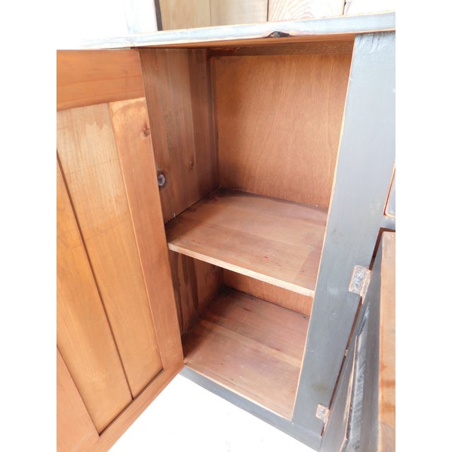 Primitive Shaker Style Paint Distressed Step Back Cabinet by Ezra G Tiffin Ohio For Sale - Image 18 of 18