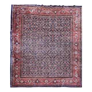Vintage Persian Mahal Sultanabad Rug, Wool Pile, Allover Geometric Design For Sale