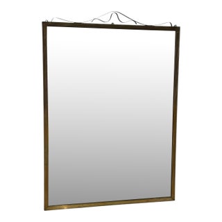 Vintage Italian Wall Mirror With Ornamental Metal Accent, 1970's For Sale