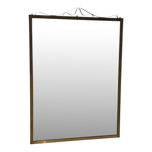 Vintage Italian Wall Mirror With Ornamental Metal Accent, 1970's For Sale