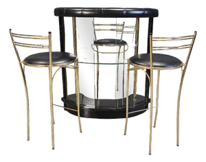 Vintage Regency Bar with Stools from Cidue, 1970s, Set of 4