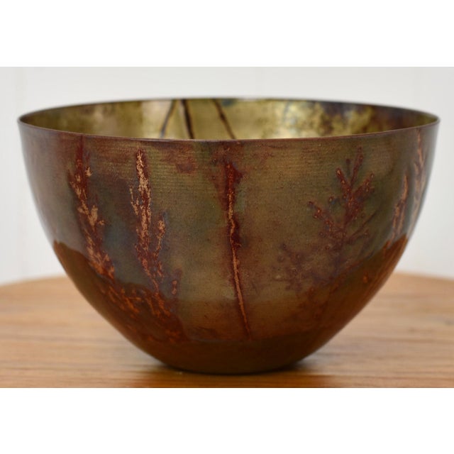 Mid Century Modern Flower Wheat Decor Enamel Metal Bowl For Sale - Image 11 of 11