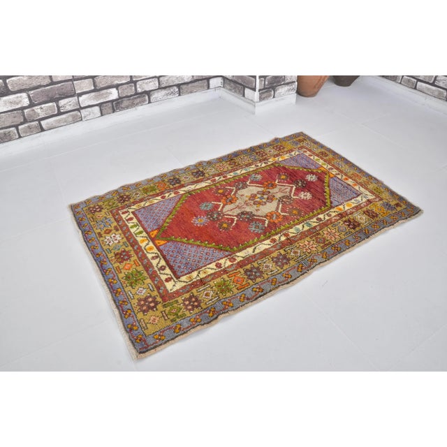 Textile 1960s Tribal Anatolian Wool Vintage Carpet For Sale - Image 7 of 11