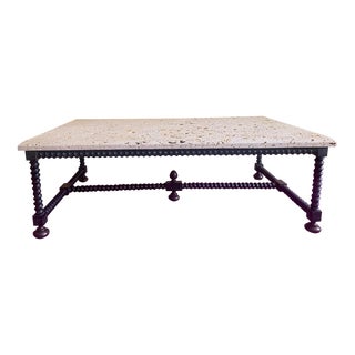 Formations Iron Coffee Table With Shell Stone Top For Sale