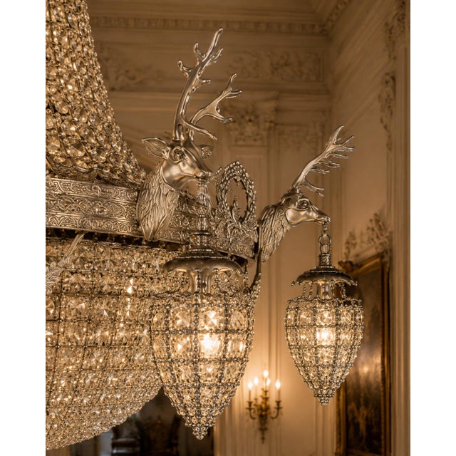 1960s French Silver Bronze Deer Chandeliers - Pair For Sale - Image 13 of 18