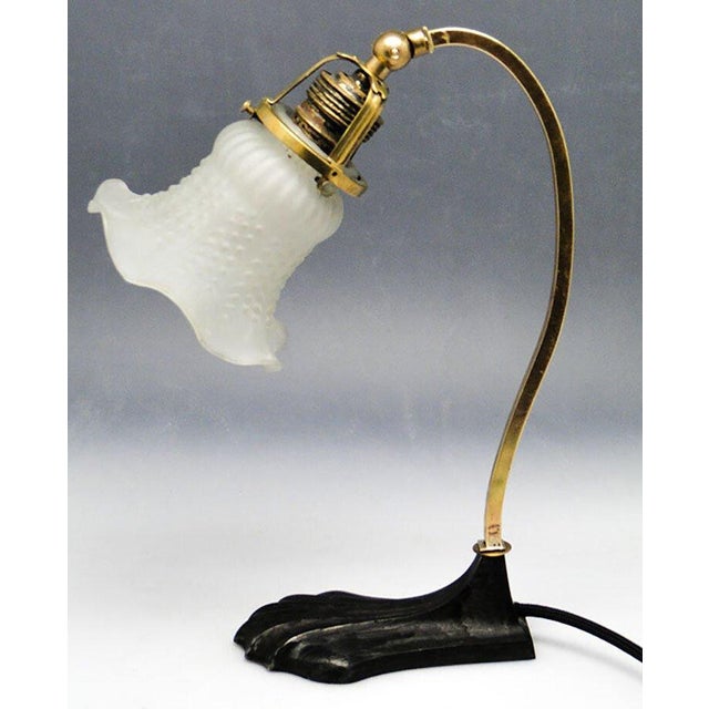 20th Century Art Nouveau Glass and Metal Bedside Lamp, Austria, 1890s For Sale - Image 4 of 10