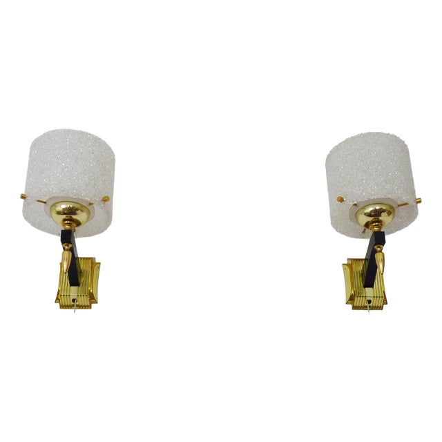 Minimalist Acrylic Glass and Granite Sconces, 1950s, Set of 2 For Sale
