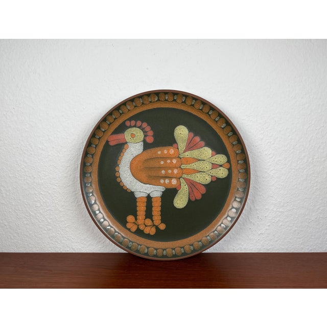 Vintage German Ceramic Wall Plate with Bird Design from Keramik Manufaktur Kupfermühle, 1970s For Sale - Image 14 of 14