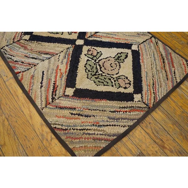 1930s Camel Geometric Folk Art Antique American Hooked Rug 2' 0'' X 3' 10'' Woven Wool Carpet For Sale In New York - Image 6 of 10