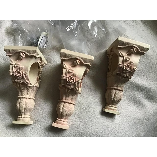 Vintage Style Decorative Ceramic Flower Curtain Rod Swag Holders