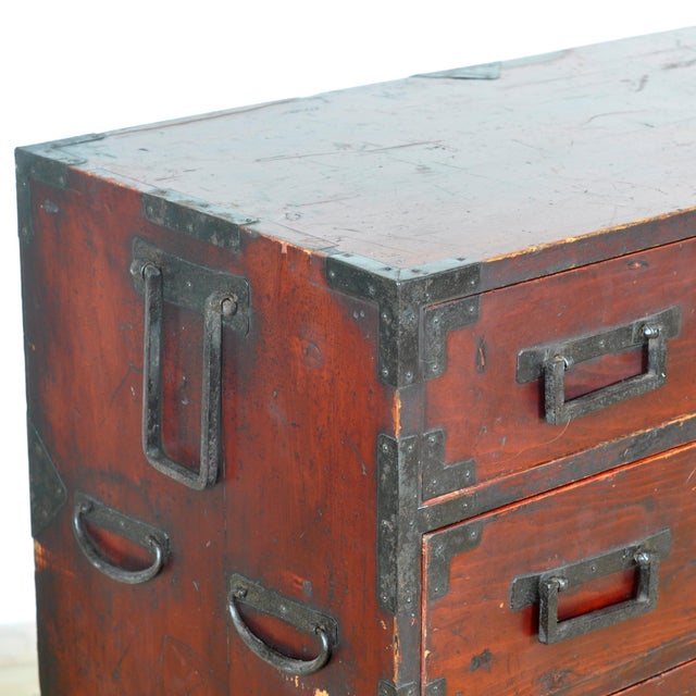 Wood Japanese Tansu Chest of Drawers, 1890 For Sale - Image 7 of 17