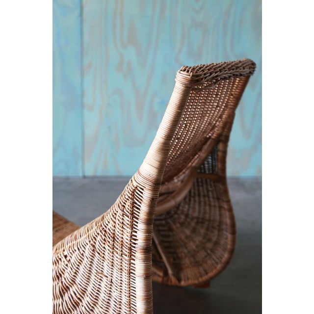 Karl Malmvall for Ikea "Karlskorna" Woven Rattan Chaise Lounge Chair C. 1990s For Sale - Image 6 of 12
