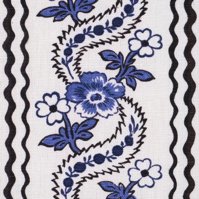 Contemporary SAMPLE - Schumacher X Rita Konig Serena Garland Fabric In Blue For Sale - Image 3 of 4