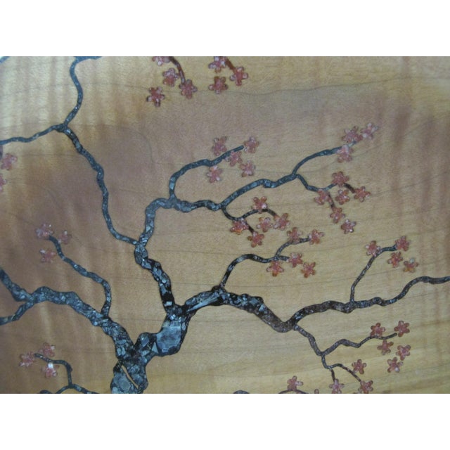 Stephen Hatcher Spring Arrives Cherry Blossom Tree Inlaid Wood Turned Platter For Sale - Image 4 of 8