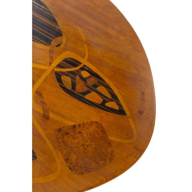 Wood Enro Fabry - Accent Table, 1953 Modernist Walnut Wood Inlay With Brass Details For Sale - Image 7 of 9