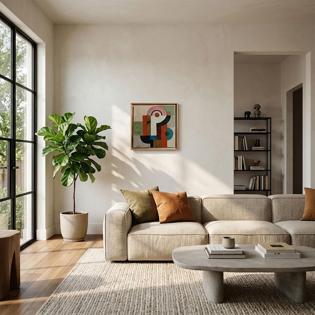 Avocado La Part Du Jeu, Contemporary Geometric Abstract Oil Painting, Framed by Sophie Dumont For Sale - Image 8 of 9