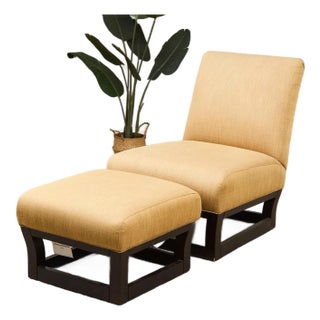 Late 20th Century Designer Lounge Chair and Ottoman For Sale