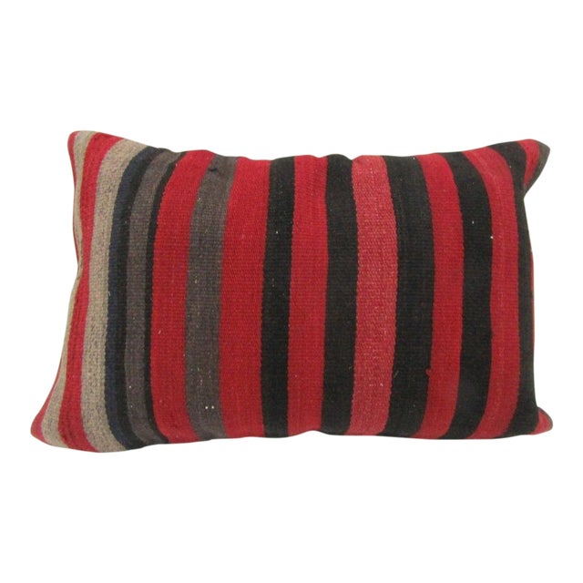 Handmade Striped Kilim Pillow Cover For Sale