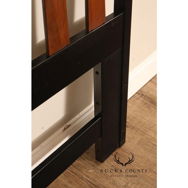 Mid Century Modern King Size Headboard with Ebony Frame and Walnut Bentwood Slats For Sale - Image 9 of 18
