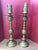 A striking pair of 31 inch mid century Asian brass altar, candlesticks, acquired in the 1960s in Hong Kong/Vietnam. These...