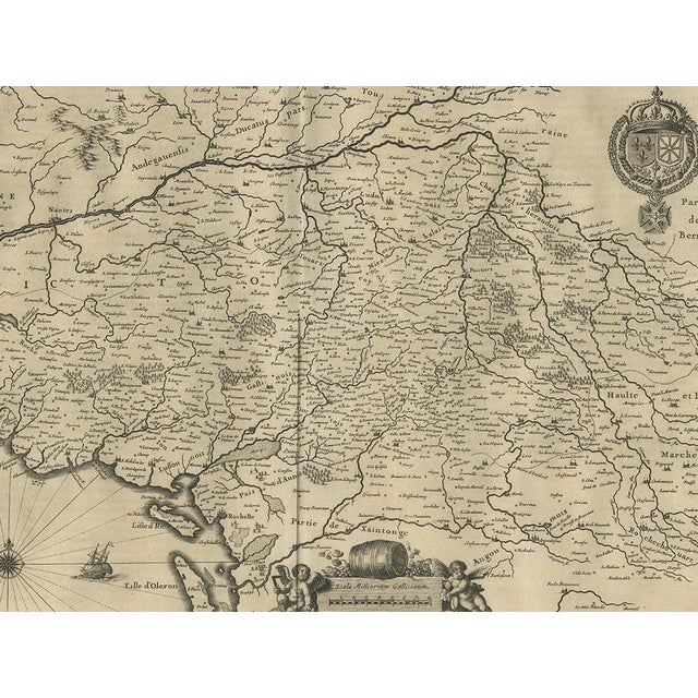 Antique Map of the Region of Poitou by Janssonius, 1657 For Sale - Image 4 of 5