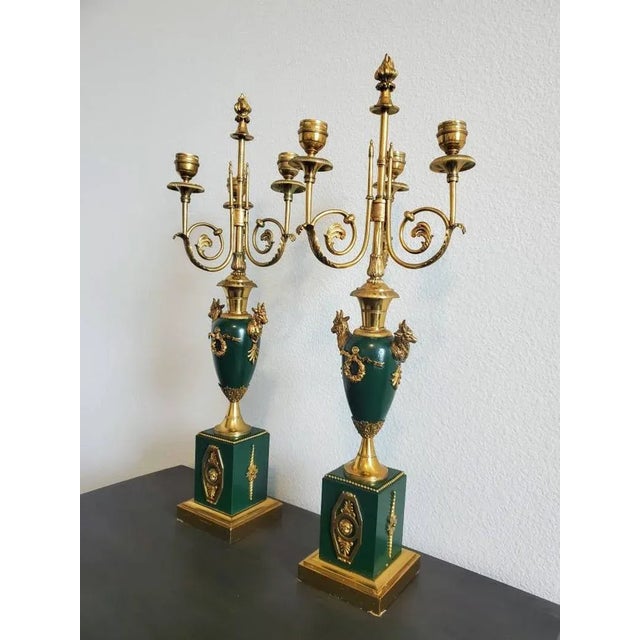 Gold Early 19th Century French Gilt Bronze Candelabra - a Pair For Sale - Image 8 of 11