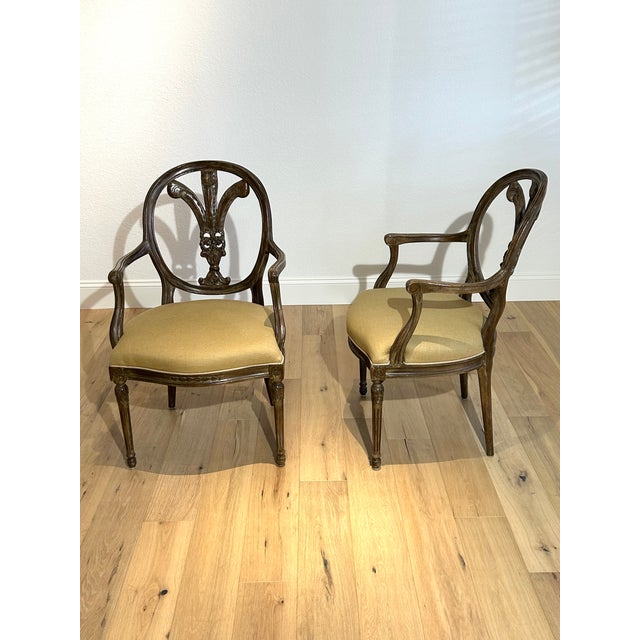 French Pair E J Victor Plume Back Fauteuil Chairs For Sale - Image 3 of 4