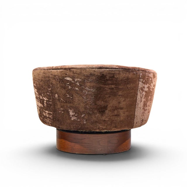 Milo Baughman for Thayer Coggin Mid Century Walnut Swivel Barrel Tub Chairs - Pair For Sale - Image 9 of 12