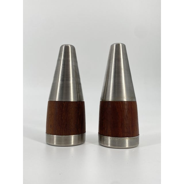 Salt & Pepper Shaker and Mustard Pot from Stelton, Denmark, 1950s, Set of 4 For Sale - Image 4 of 15