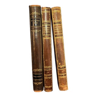 Vintage Leather Bound Books - Set of 3 For Sale