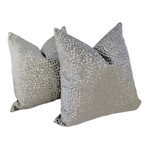 Raised Velvet Jelly Bellies in Silver Sage Pillows- a Pair