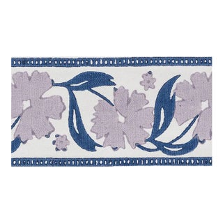 Sample - Schumacher Adra Hand Blocked Tape in Lilac & Blue For Sale