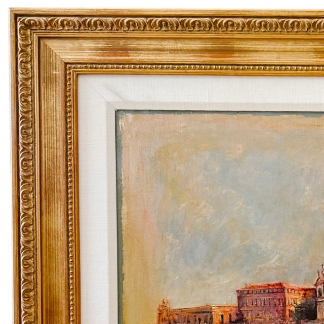 Wood 1970s Large Original Oil Painting "Horizons" Venice Grand Canal Impressionist by Armand Merizon For Sale - Image 7 of 10