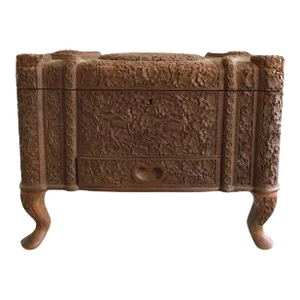 1950s Anglo-Indian Style Carved Wood Box
