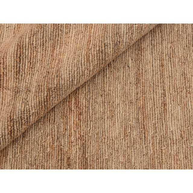 High Quality Hand Knotted Tan Camel Jute Loop Pattern Solid Rug 8x10Ft. For Sale - Image 9 of 12