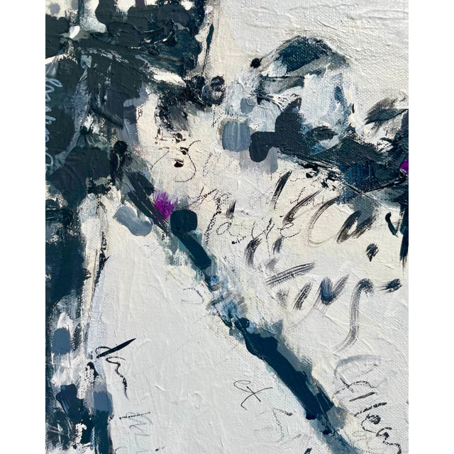 "Poems to Provence" Abstract Painting in Blacks and Whites. Framed. For Sale - Image 4 of 4