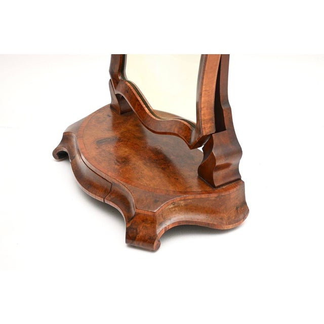 Antique Victorian Burr Walnut Vanity Mirror, 1860 For Sale - Image 9 of 11
