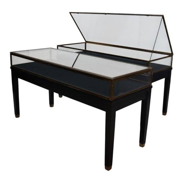 Two Russel Built Ny Ebonized & Brass Locking Lift Top Retail Display Cases C1930 For Sale - Image 17 of 18