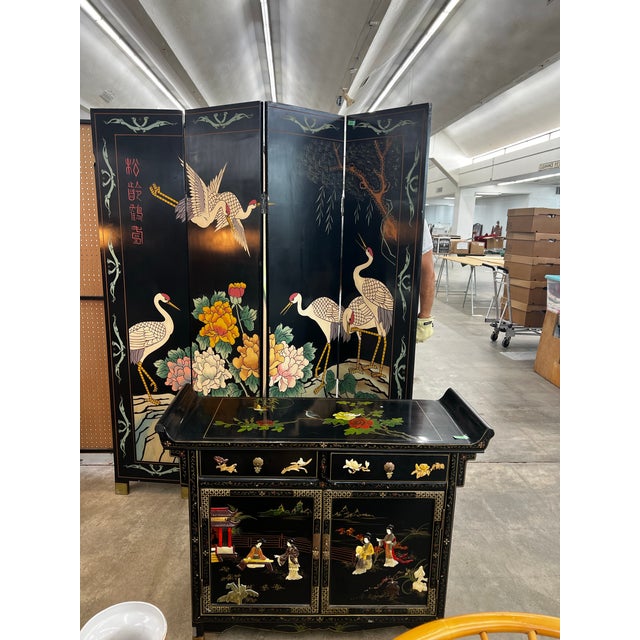 Figurative Asian Vintage Double Dresser With Figurative Accents For Sale - Image 3 of 6