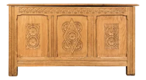 Vintage English Carved Oak Blanket Chest, Circa 1970