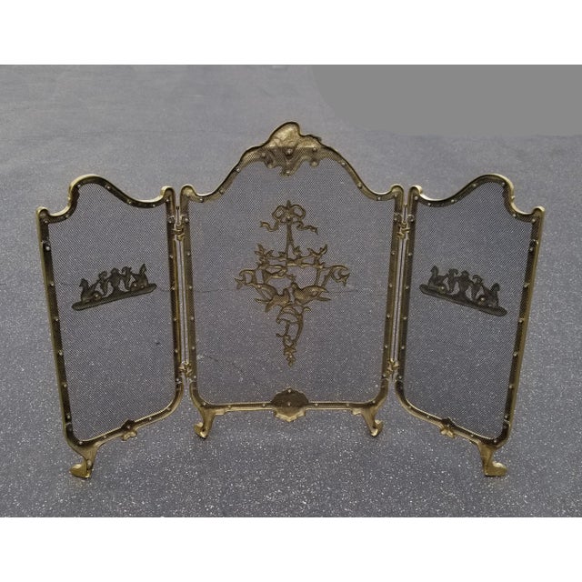 Vintage French Provincial Gold Brass Fireplace Screen Chairish