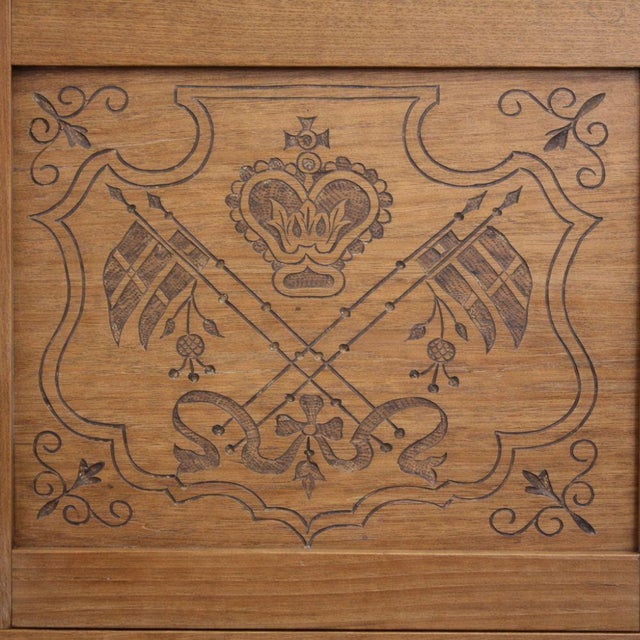 Rustic Antique Oak Side Cabinet with Carved Motifs, 1890s For Sale - Image 3 of 13