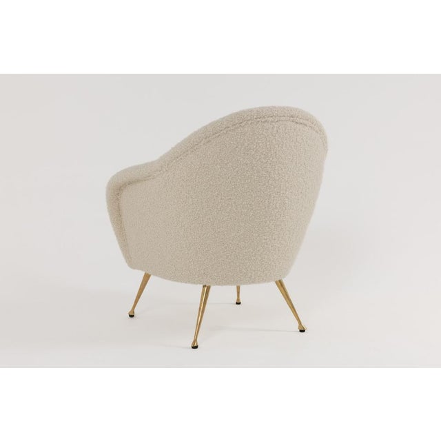 1950s Mid-Century Modern Italian Lounge Chair in Alpaca Boucle, 1950s For Sale - Image 5 of 11