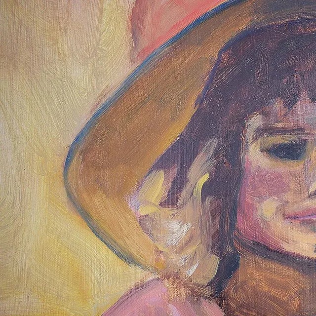 Tall Portrait Painting of a Woman in a Hat at Sunset, Clair Seglem For Sale - Image 4 of 8