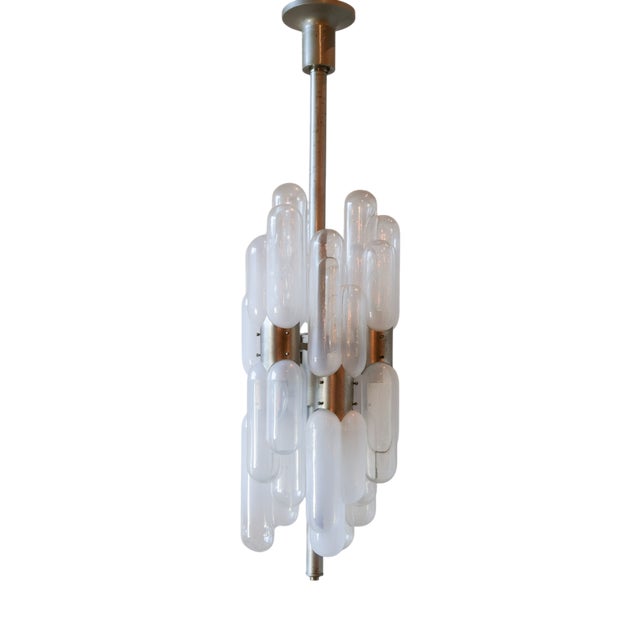 Vintage Torpedo-Shaped Lamp with Pill-Shaped Murano Glass Shades, 1970s For Sale